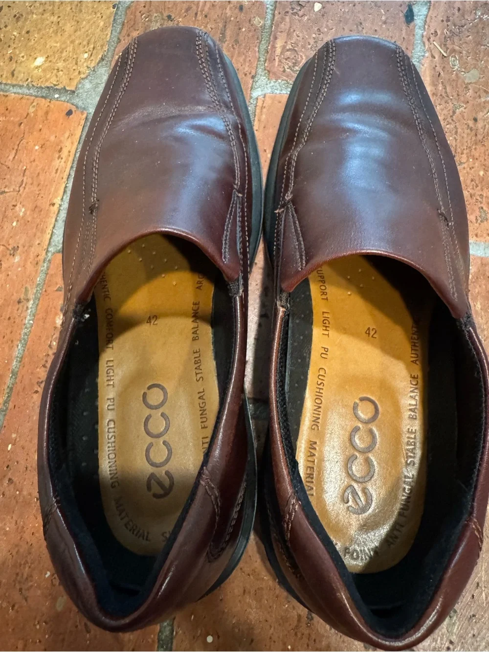 ECCO Men’s Brown Leather Slip On Loafers Comfort Shoes EU 42 US 8-8.5